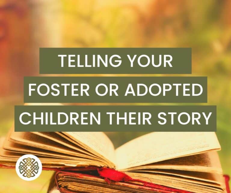 Telling your foster or adopted children their story. Title slide with book background.
